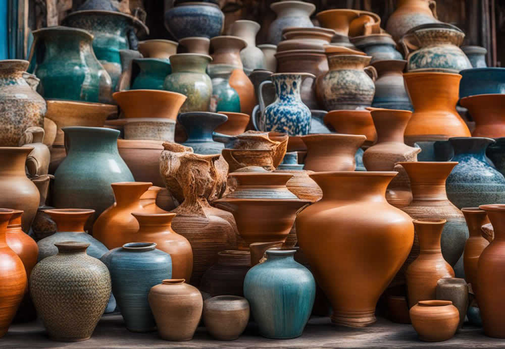A large group of pottery