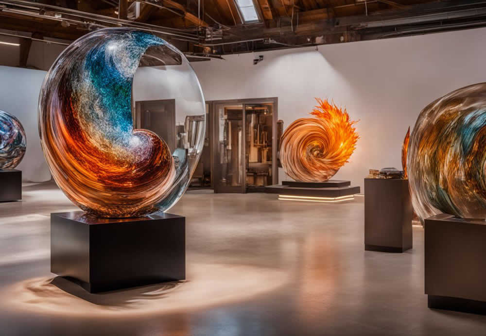 A glass sculpture in a room