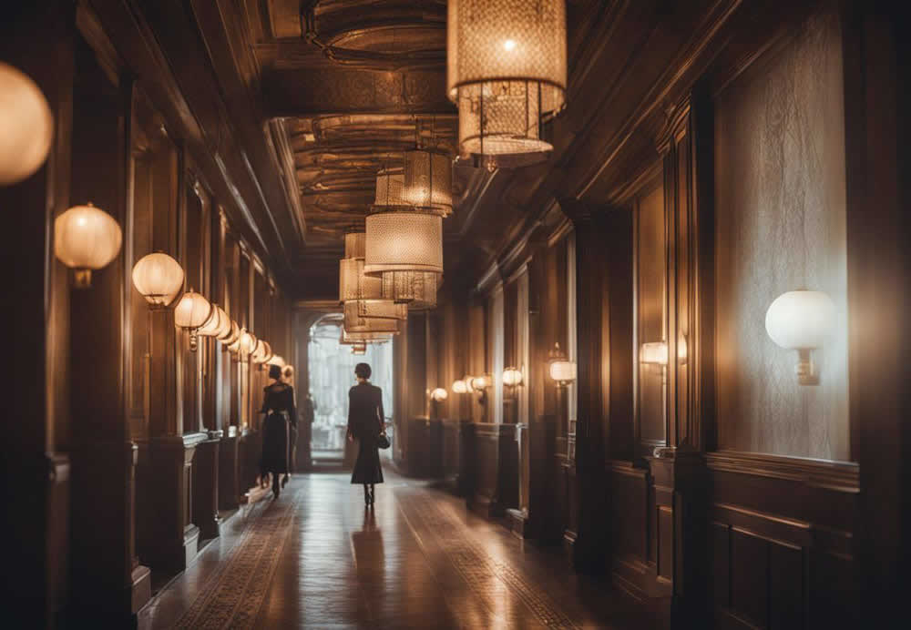 A person walking in a hallway