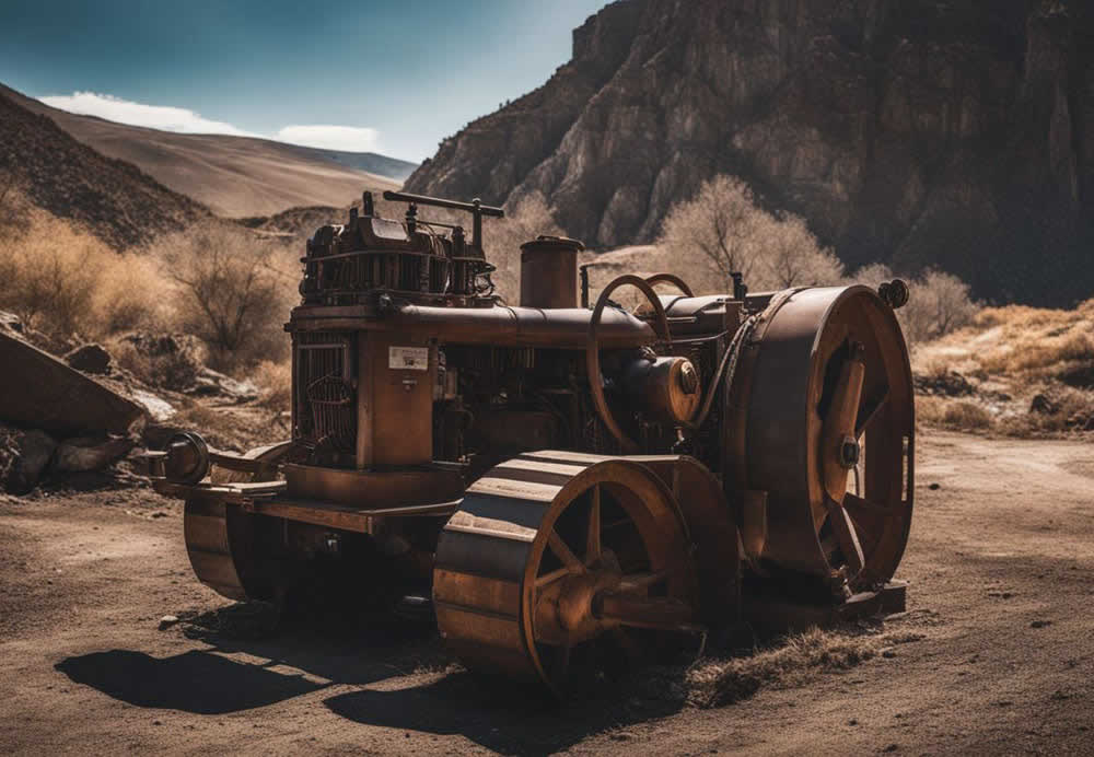 A tractor in a desert
